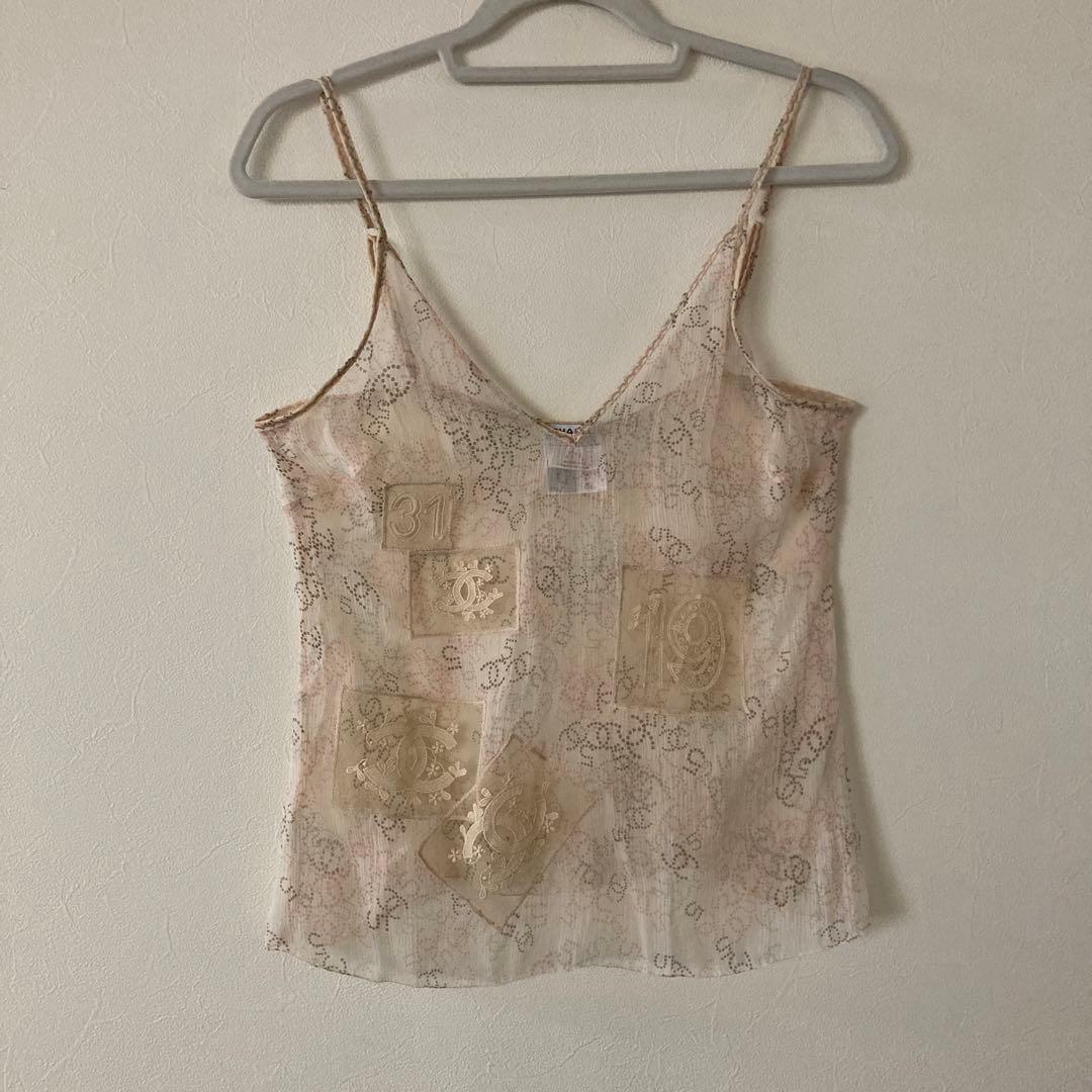 シャネル　CHANEL キャミソール　シアー　シルク　40 美シルエット♡【 CHANEL 】 シャネル キャミソール トップ (CHANEL