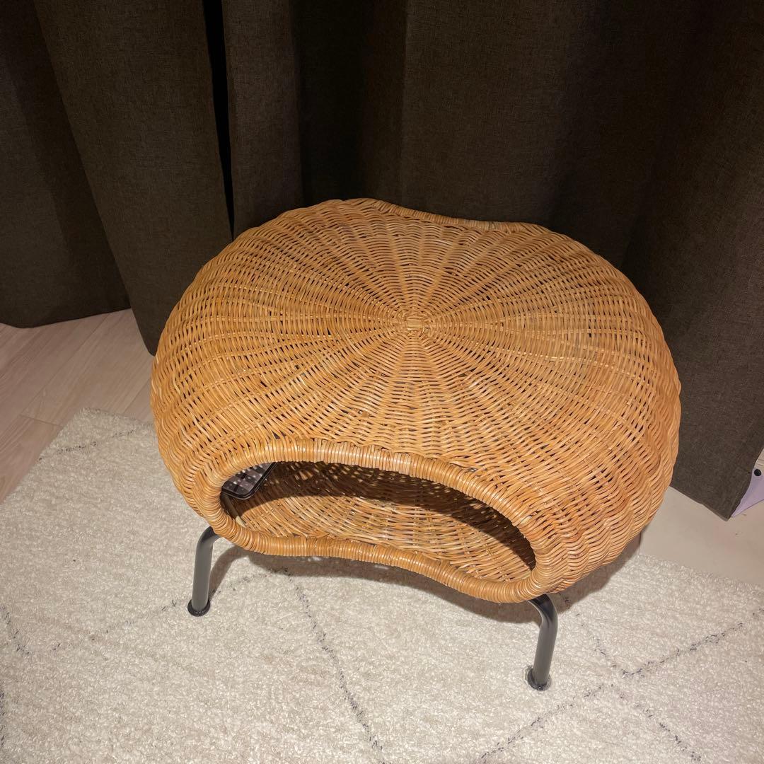 GAMLEHULT ガムレフルト GAMLEHULT ガムレフルト オットマン 収納付き, 籐, チャコール - IKEA