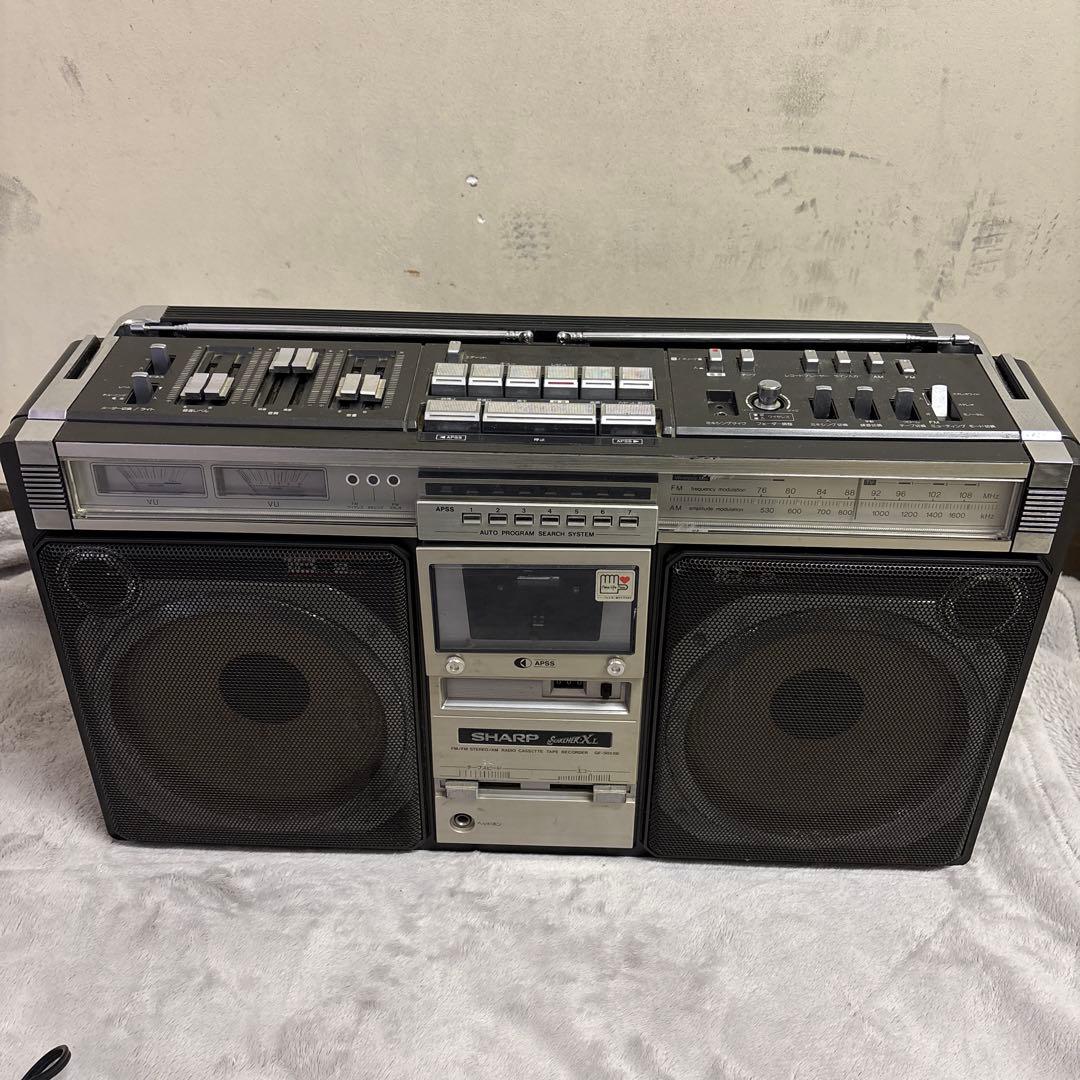 SHARP GF-555S カセットテープラジカセ VINTAGE Sharp Boombox GF 555 Double Cassette Player - For Parts