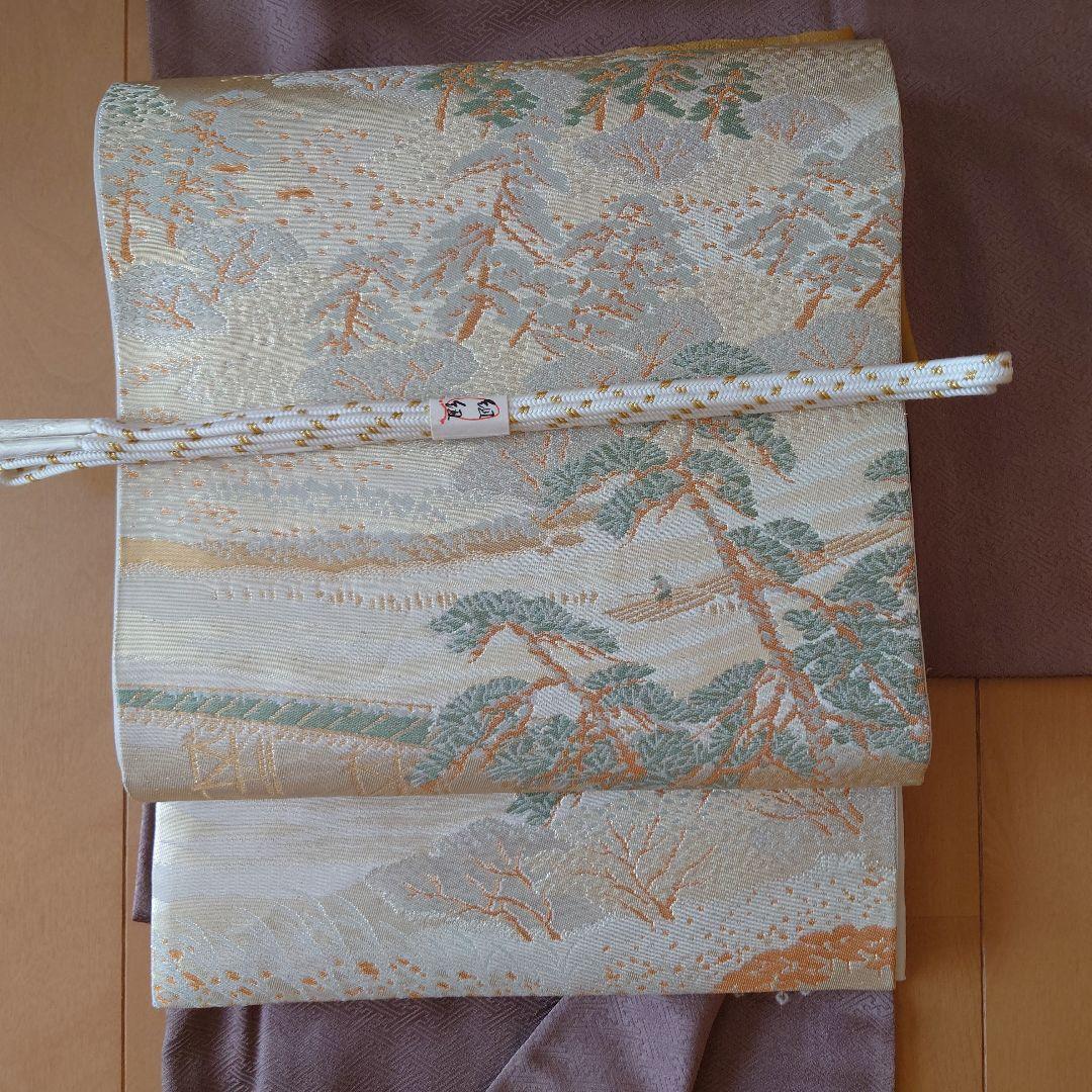 お買い得品】訪問着 駒刺繍 絞り 流水花文 正絹 袷 唐織六通袋帯 お