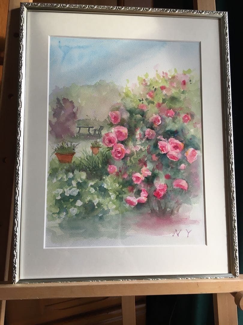 透明水彩画原画夢見るローズガーデン - メルカリ