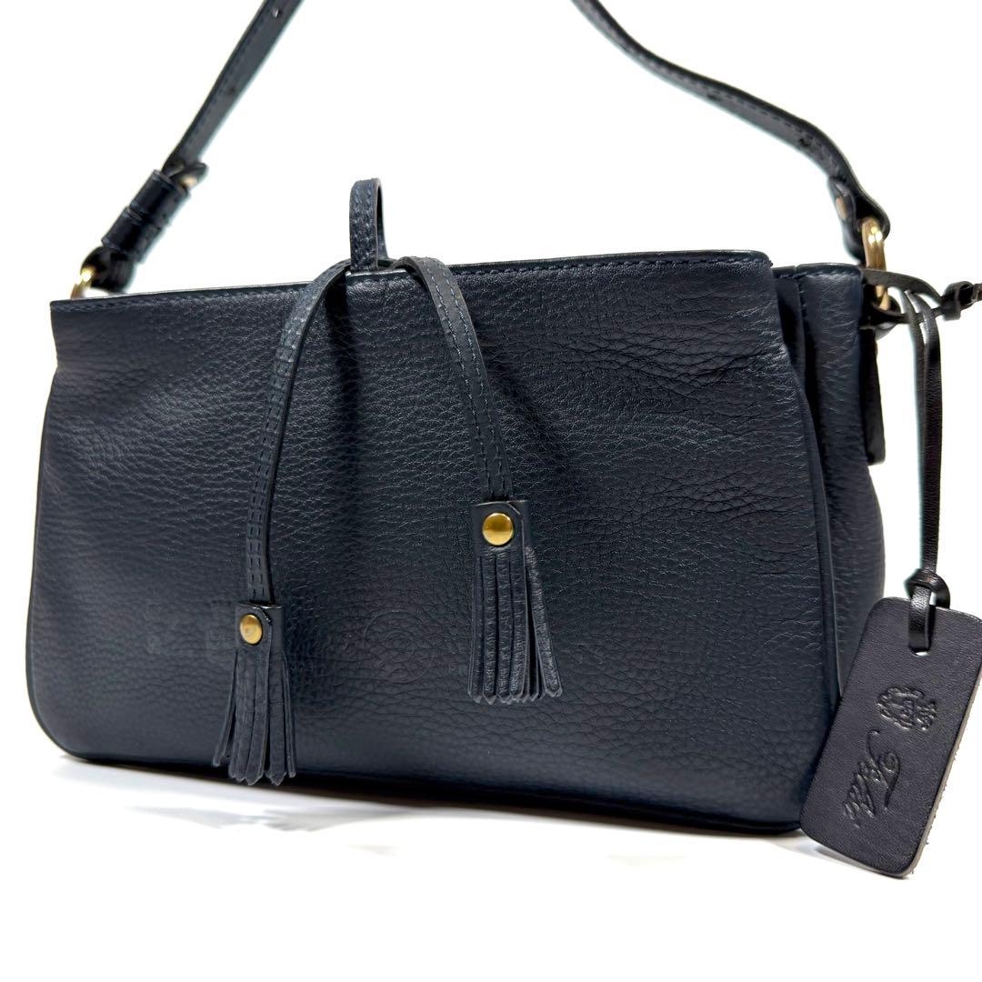 【未使用級】【近年】フェリージ　ショルダーバッグ　シボ革　タッセル　ネイビー 楽天市場】フェリージ felisi FELISI ミニショルダーバッグ ショルダー