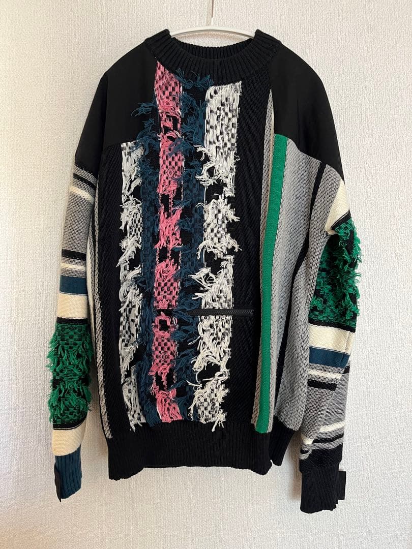 sacai ニットセーター サイズ3 sacai / サカイ | 2022SS | MA-1 ドッキング コットンニット セーター