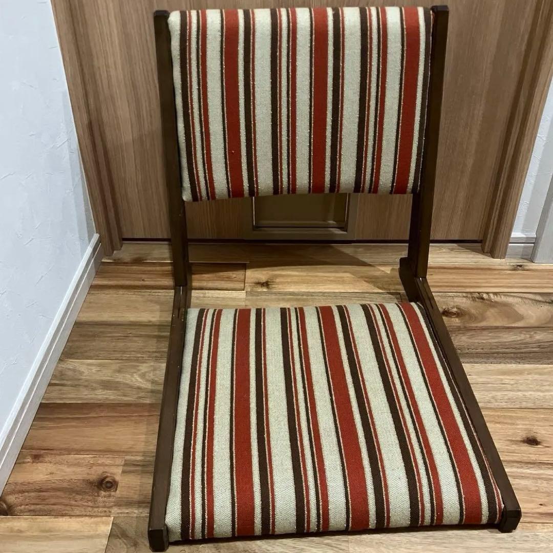 美品】折りたたみ座椅子ストライプ布地 座椅子 - メルカリ