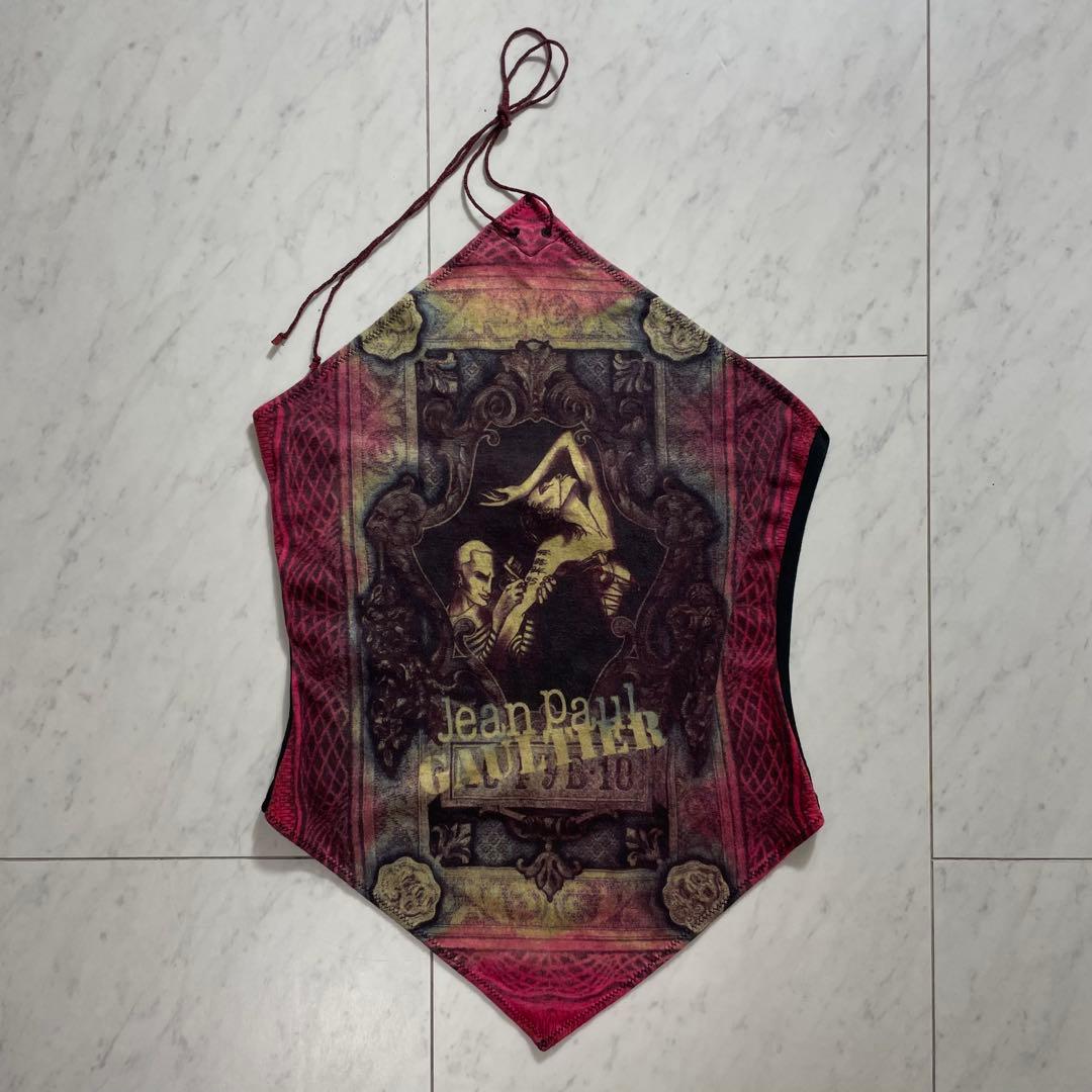 ジャンポールゴルチエ ホルターネックキャミソール タトゥーアーティスト柄 ジャンポールゴルチエJean Paul GAULTIER タトゥープリントパワー