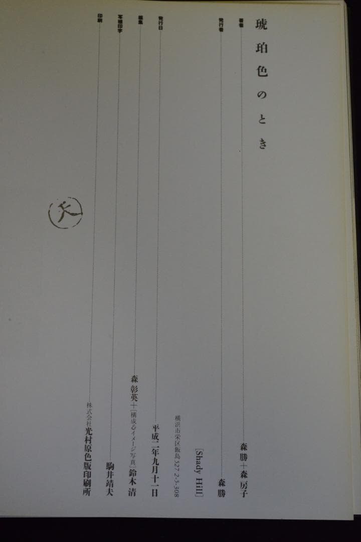 【琥珀色のとき】　鈴木清写真集　１９９０年初版発行　私家版　美品