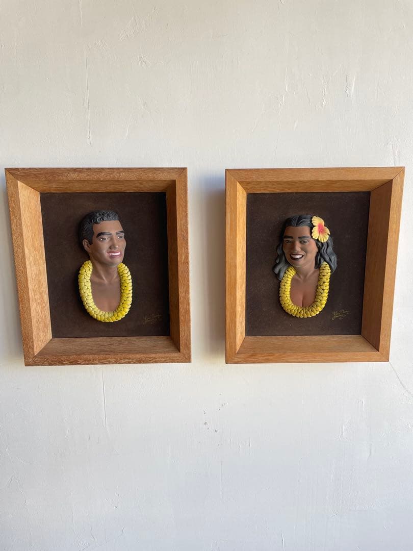 1940s vintage 3D ハワイアンヘッド　 壁掛け 1940s vintage 3D ハワイアンヘッド 壁掛け インテリア】壁掛け 木製