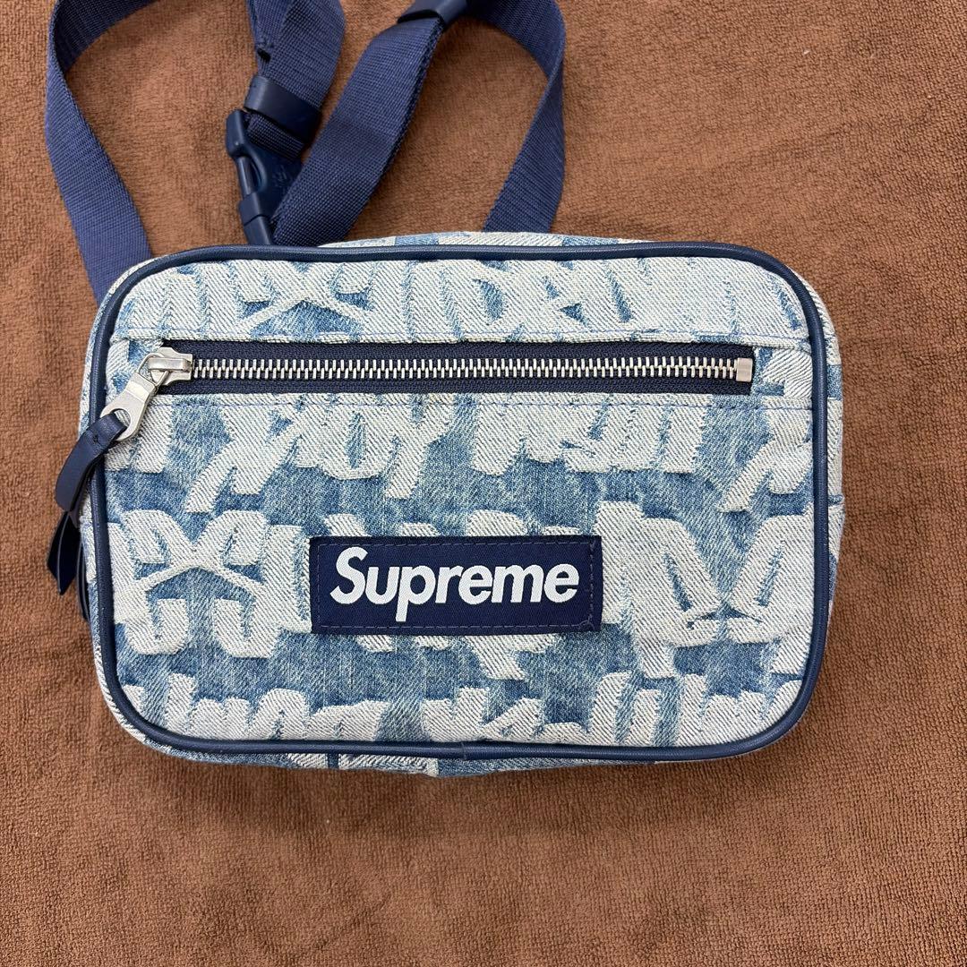 Supreme デニムボディバッグ シュプリーム x ノースフェイス☆デニム柄ボディバッグ☆Roo II