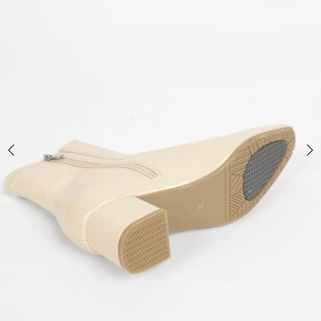 ヤマダヤ FENNEL エナメルショートブーツ アイボリー