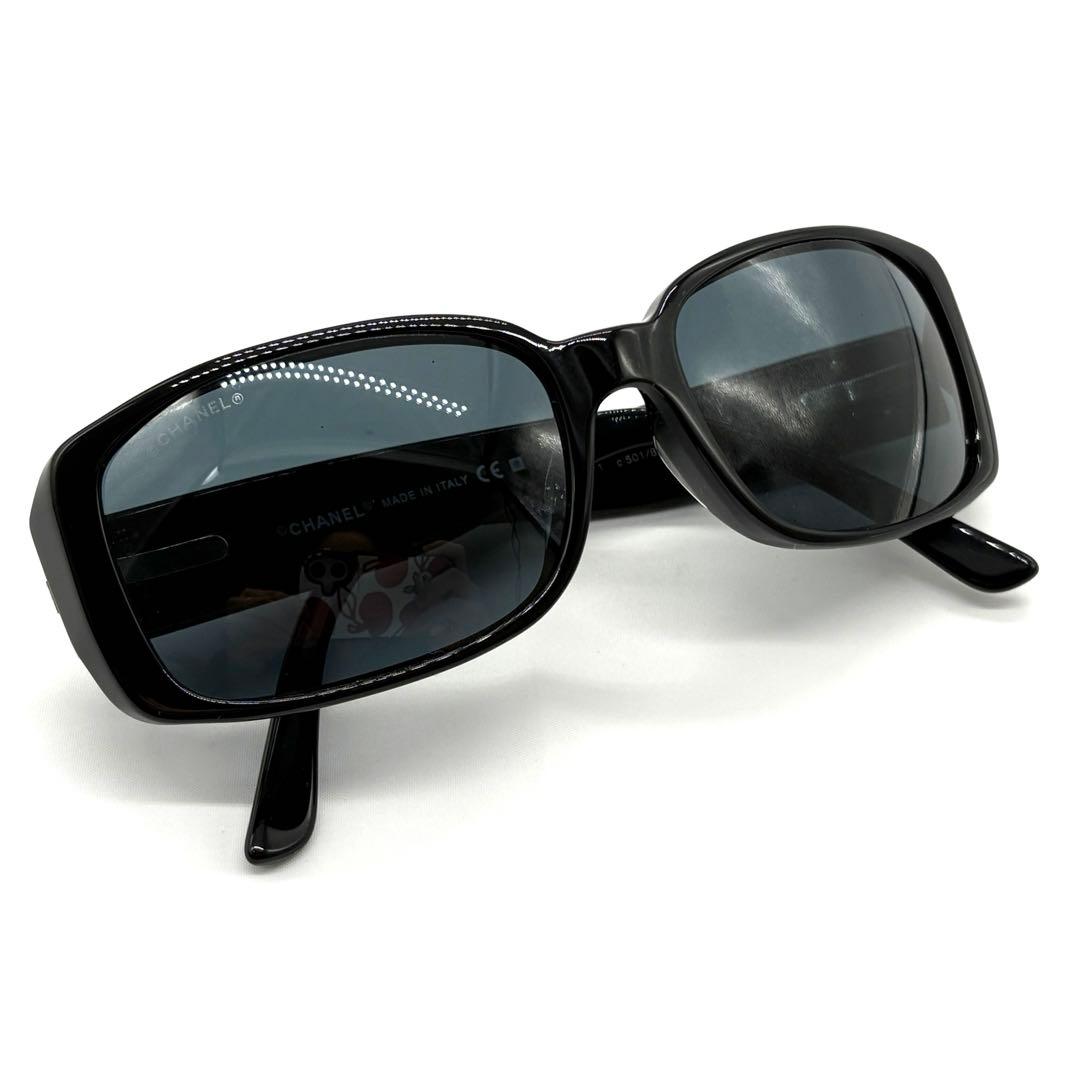 シャネル 5111 カメリア サングラス ブラック プラスチック 美品 正規