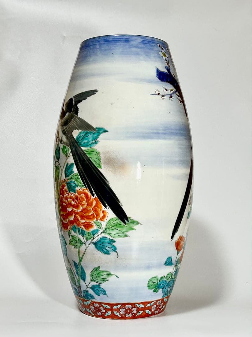 香蘭社 明治初期 釉下彩上絵花鳥図大花瓶 有田 伊万里 - メルカリ