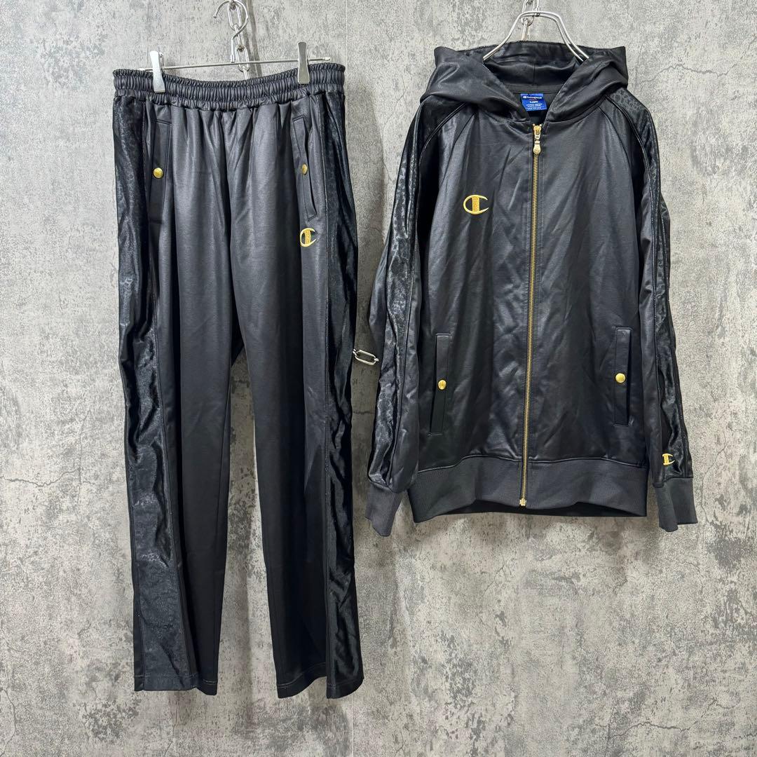 champion チャンピオン 魔裟斗モデル ジャージ セットアップ 黒金 L