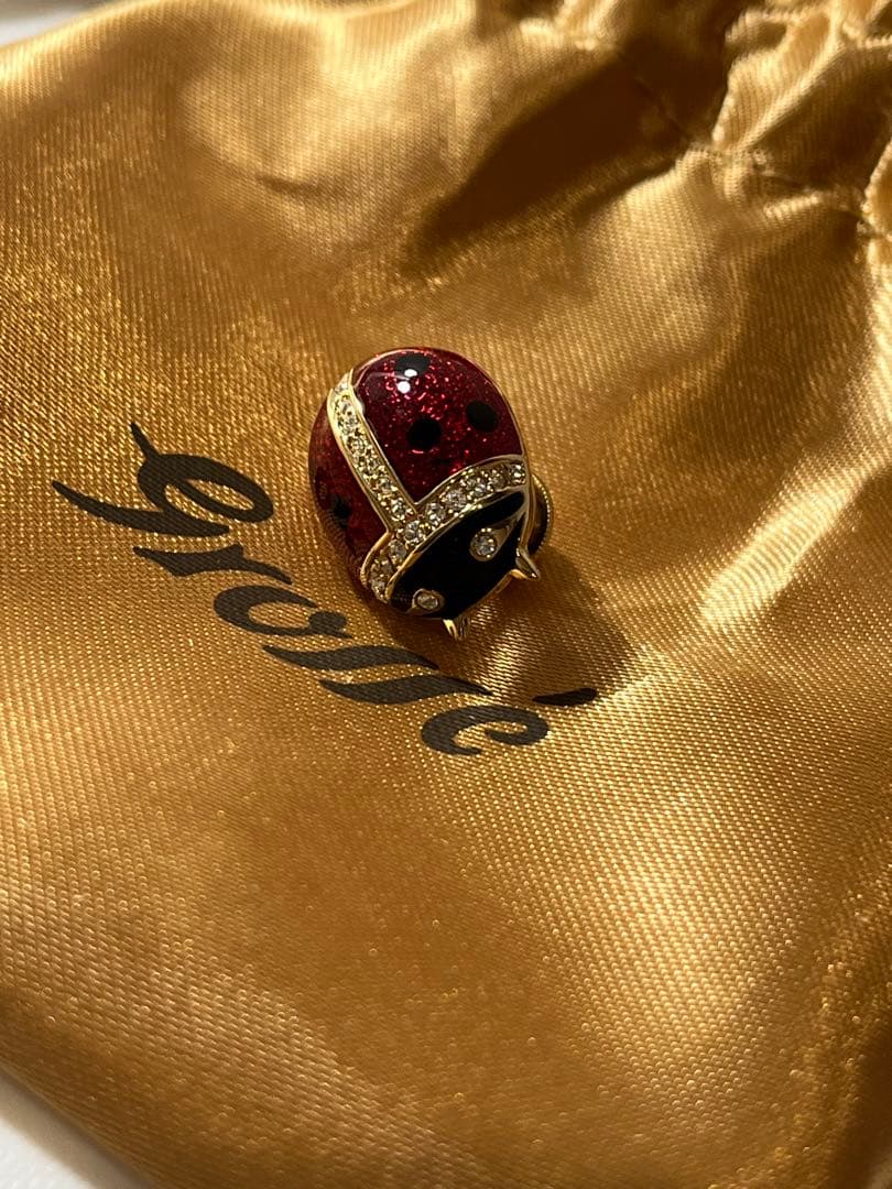 美品 Grosseグロッセ てんとう虫 ブローチ 袋付き レディバグ ブローチ