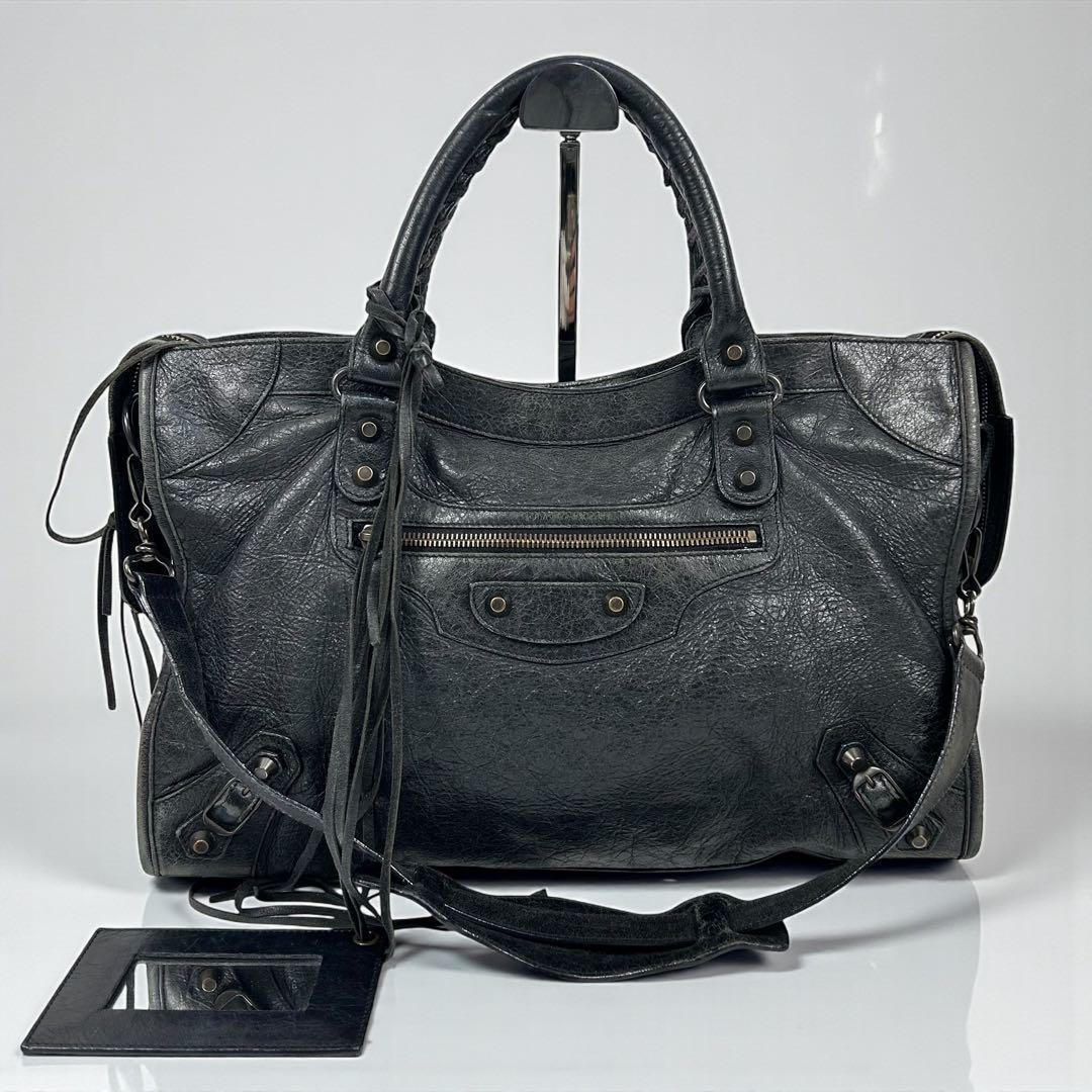 バッグ Balenciaga The City 115748 Bag Black Balenciaga 115748 Black Lambskin City Bag – Rediscover Vintage