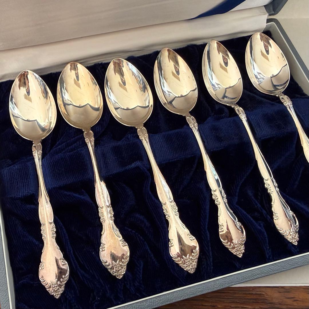 純銀SIVER950 ティースプーンセット　6本　約87g 純銀SIVER950 ティースプーンセット 6本 約87g 純銀SIVER950 スプーン