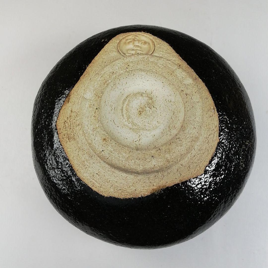 T626 茶碗 『黒楽茶碗』『川崎和楽 造』 共箱 抹茶碗 茶道具