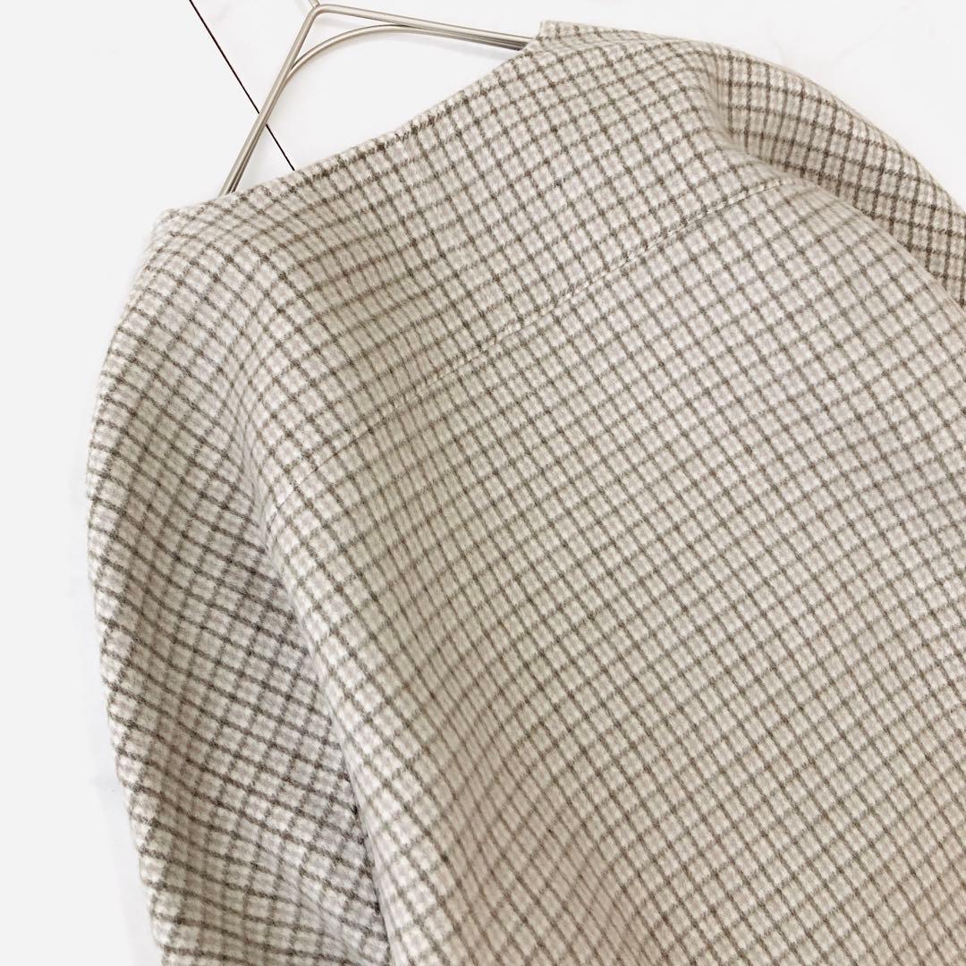 美品✨22AW セオリーリュクス カシミヤ リバーコート チェック 40