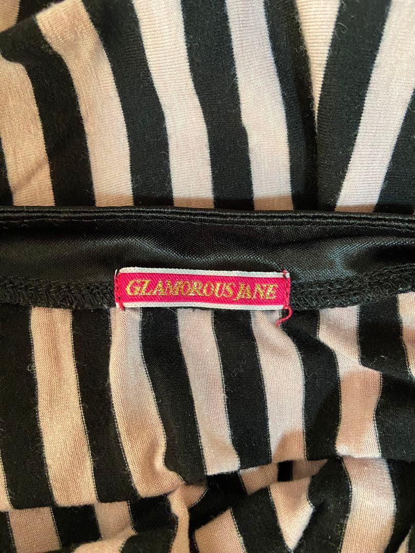 ★レア★　グラマラスジェーン　ストライプ胸元フリルキャミ　ピンク×黒　平成ギャル