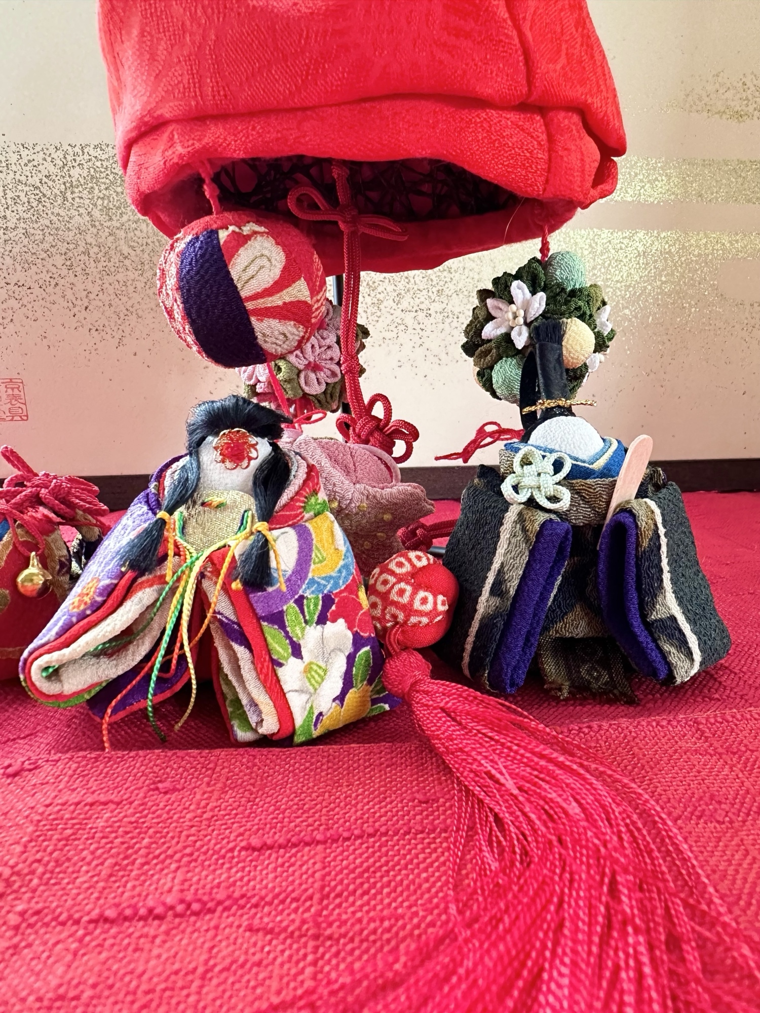 吊るし飾り✿傘 付✿雛人形 ちりめん細工 吊るし雛 ハンドメイド