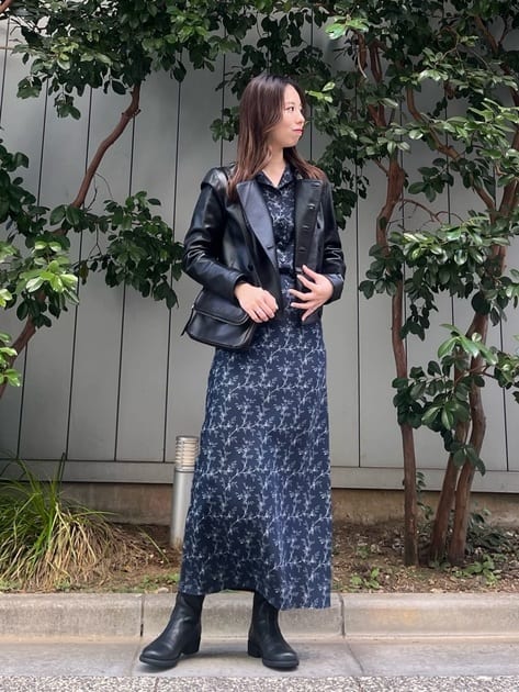 レザー スナップボタン ブーツ 