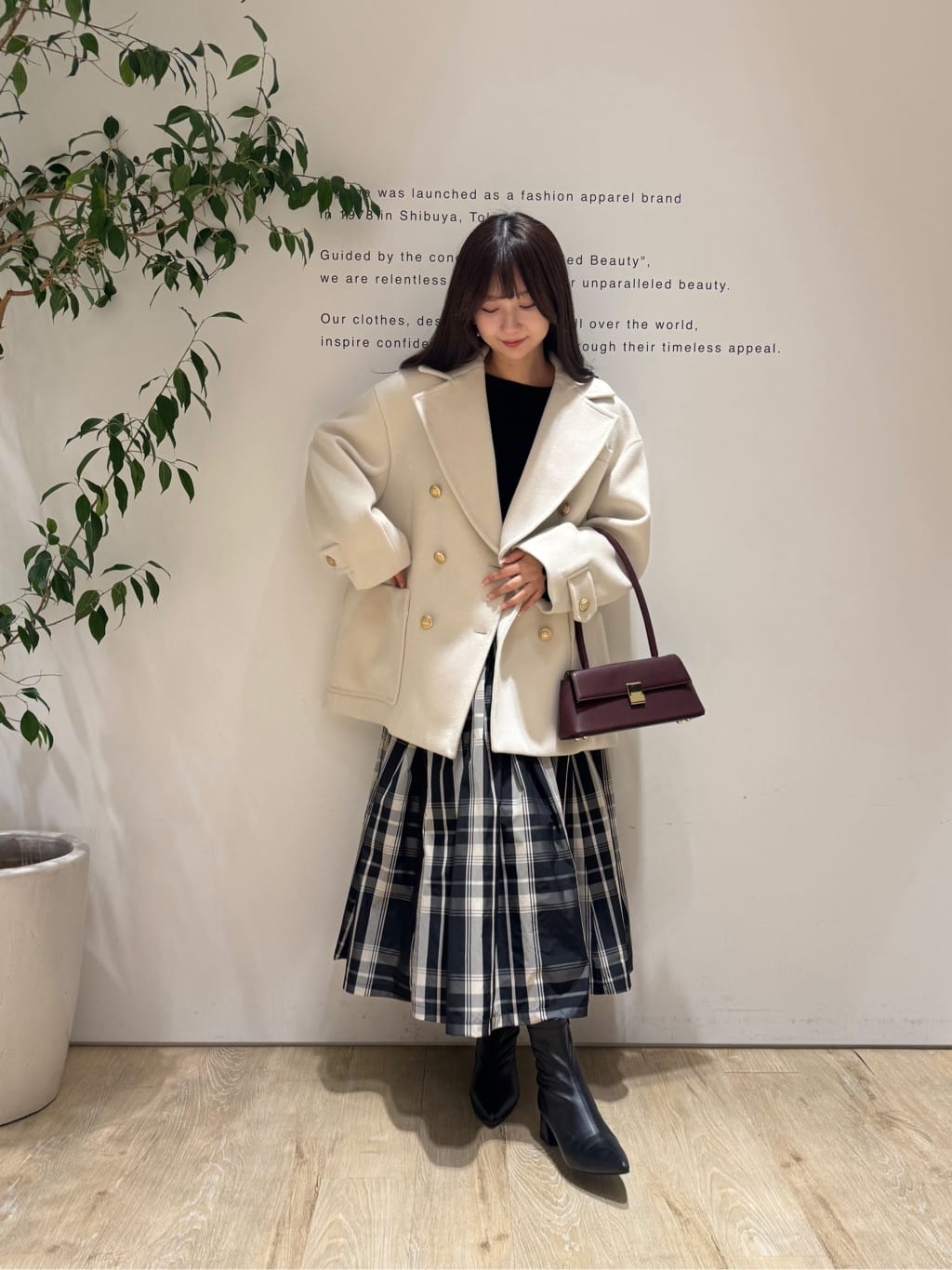 スタッフコーディネート】タフタスカートドッキングワンピース｜kiki