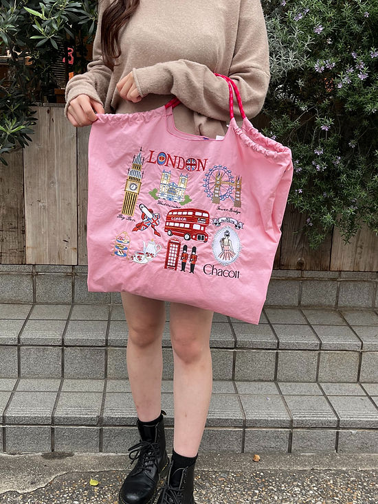 チャコット ボールアンドチェーン Cat トート M ブラック、ピンク