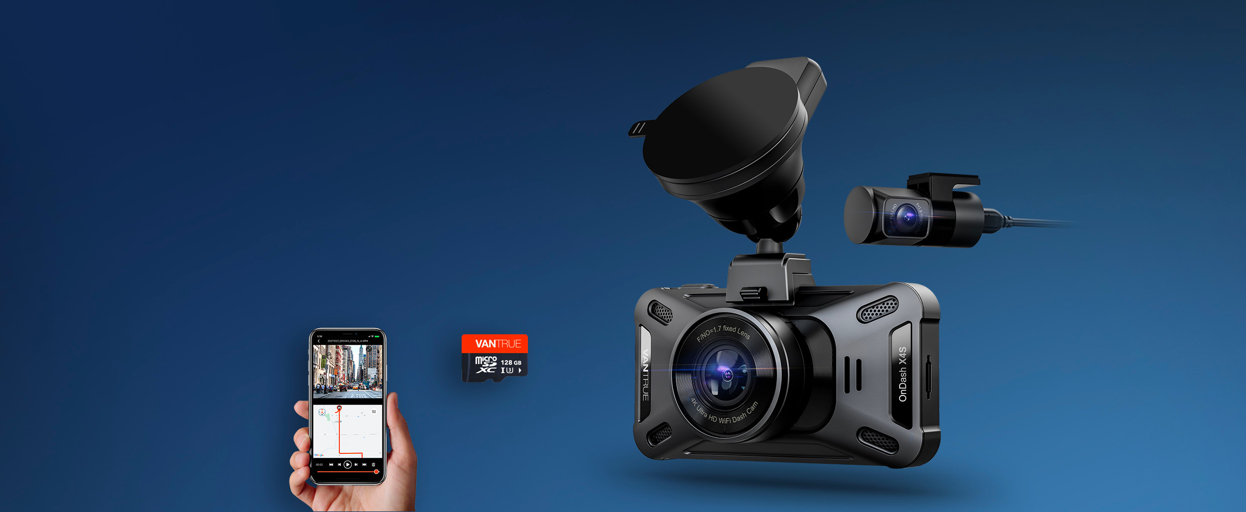 人気ドライブレコーダー｜VANTRUE X4S｜前後2カメラ
