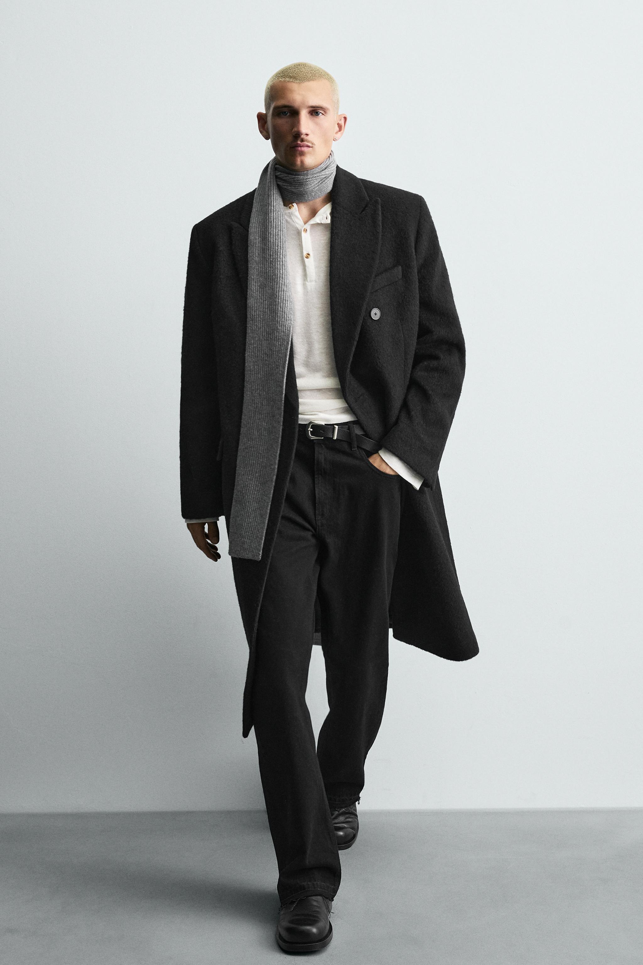 ウールブレンドダブルブレストコート - ブラック | ZARA Japan / 日本