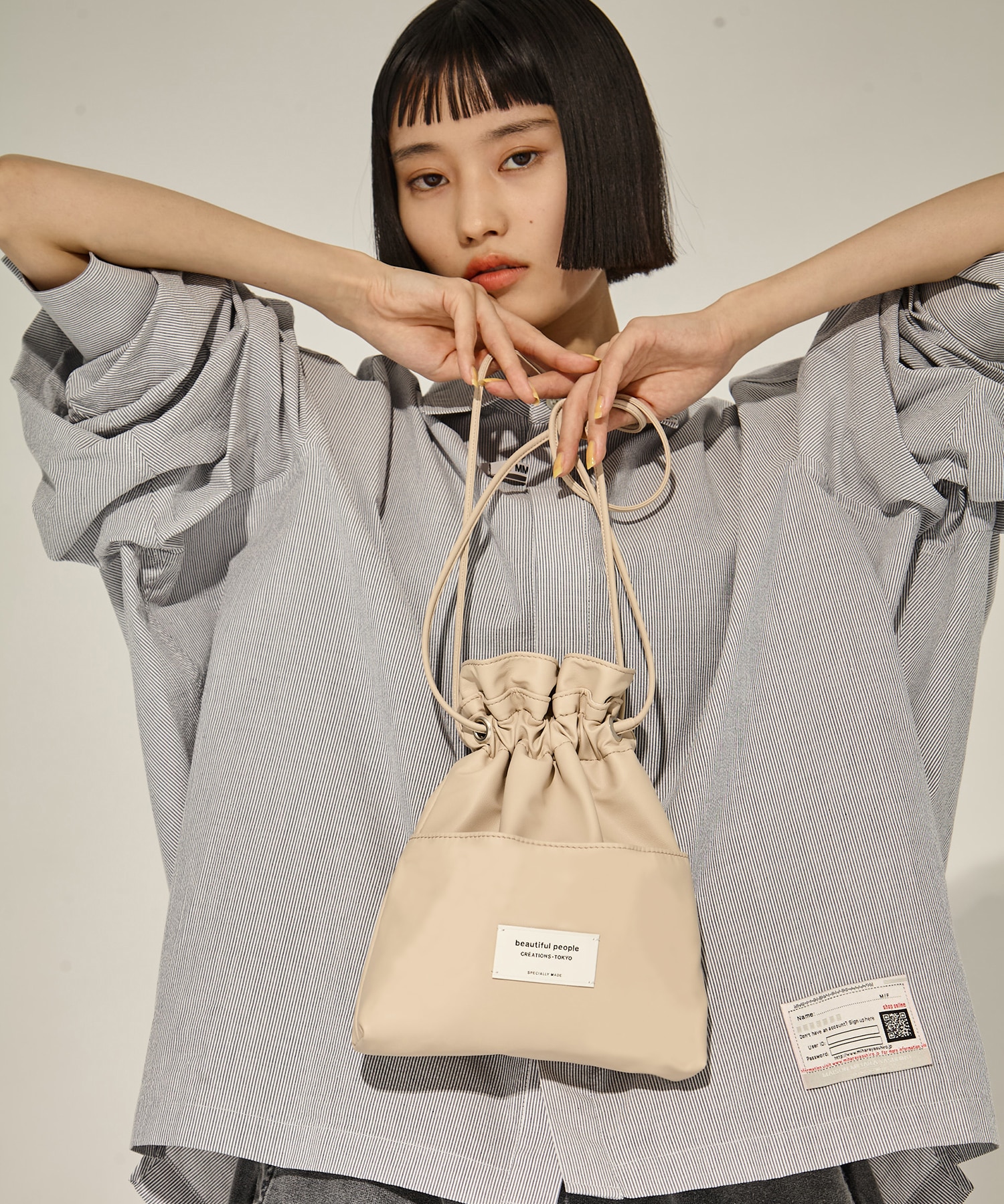 別注2wayショルダー巾着バッグ(FREE BEIGE): beautiful people: WOMENS