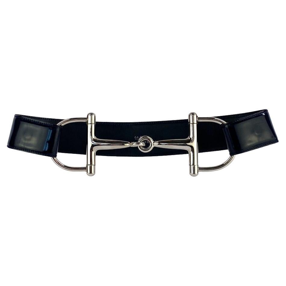 F/W 1995 Gucci by Tom Ford Oversized Silver Horsebit Buckle Navy