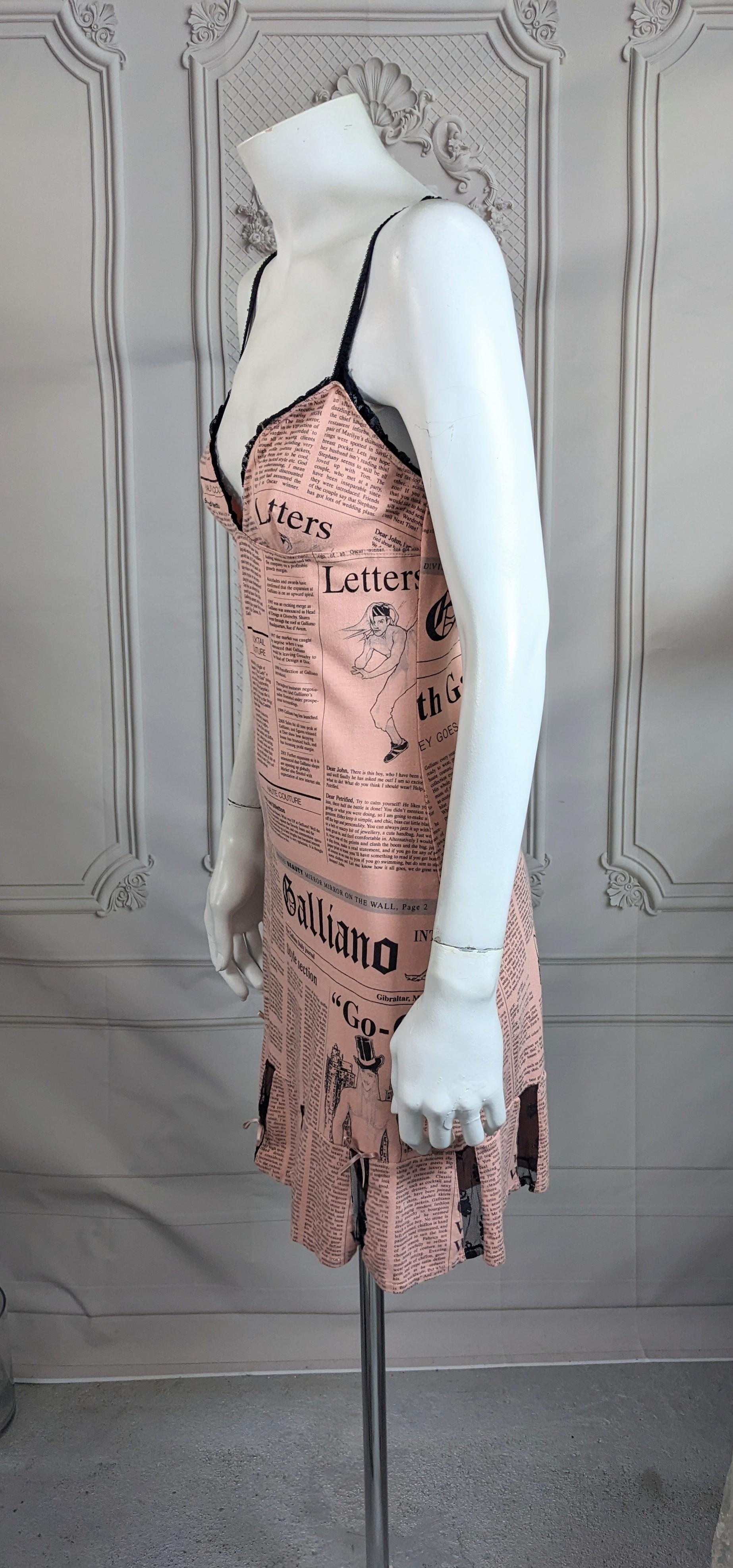 John Galliano Pink Newsprint Mini Dress at 1stDibs