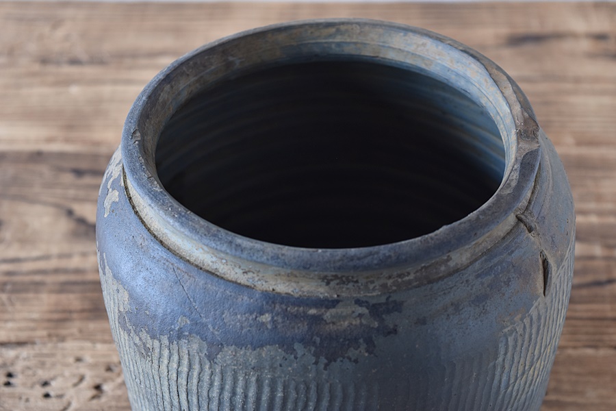 南蛮 焼き締め 壺 その一 古民芸 花瓶 花生け 土器 - 生活骨董と古布の