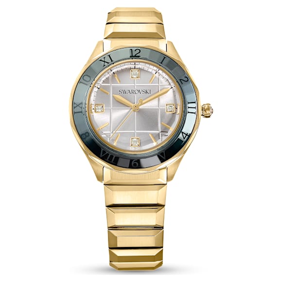 Dextera 3-hand watch, 37mm, Swiss Made, Metal bracelet, Gold tone