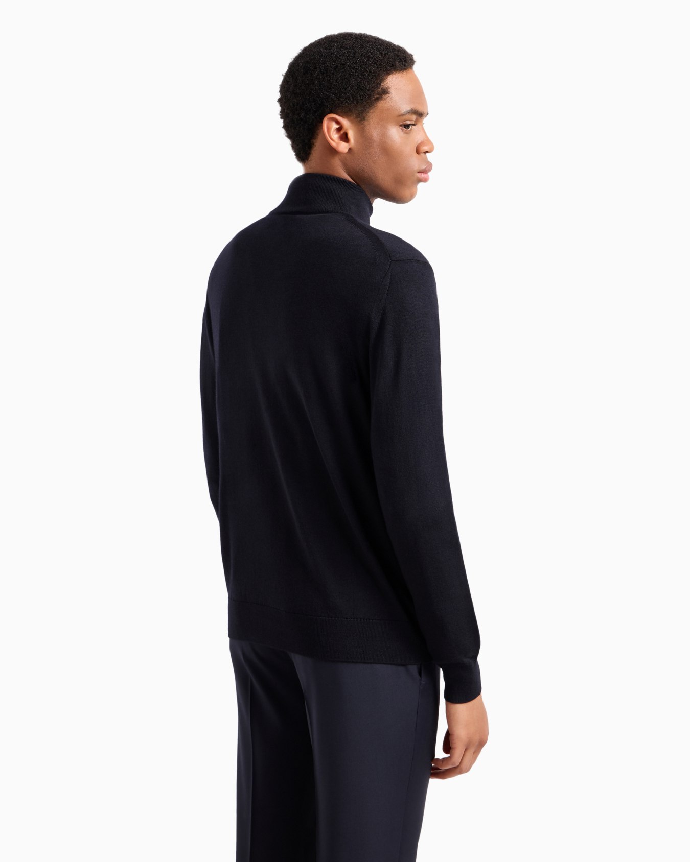Virgin-wool full-zip cardigan | Emporio Armani