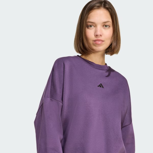 adidas Essentials Small Logo Feelcozy Sweatshirt - Purple | Free