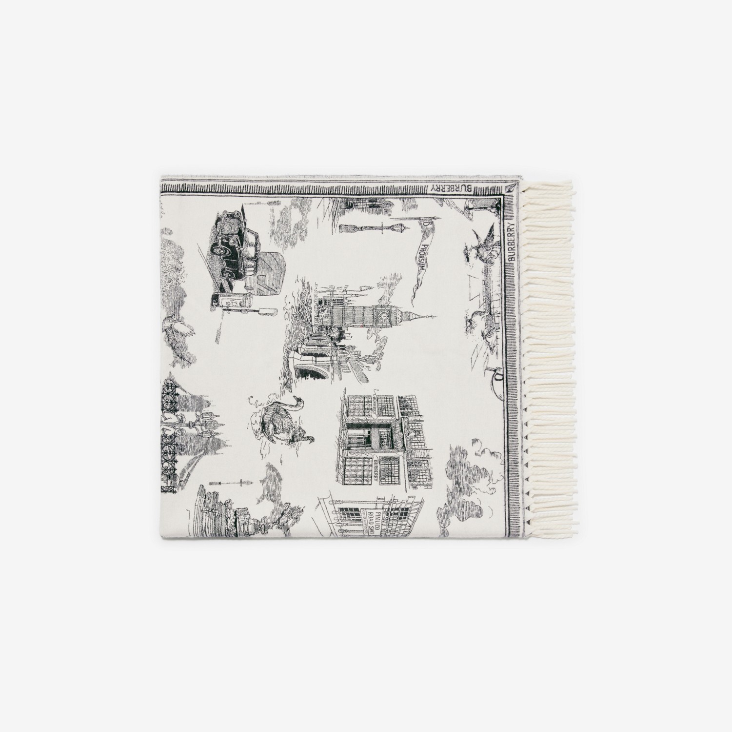 ロンドンランドマーク カシミアウール ブランケット (モノクローム