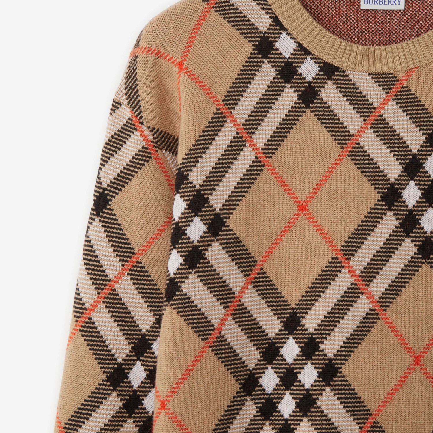 チェック ウールモヘアブレンド セーター (サンド) - ウィメンズ