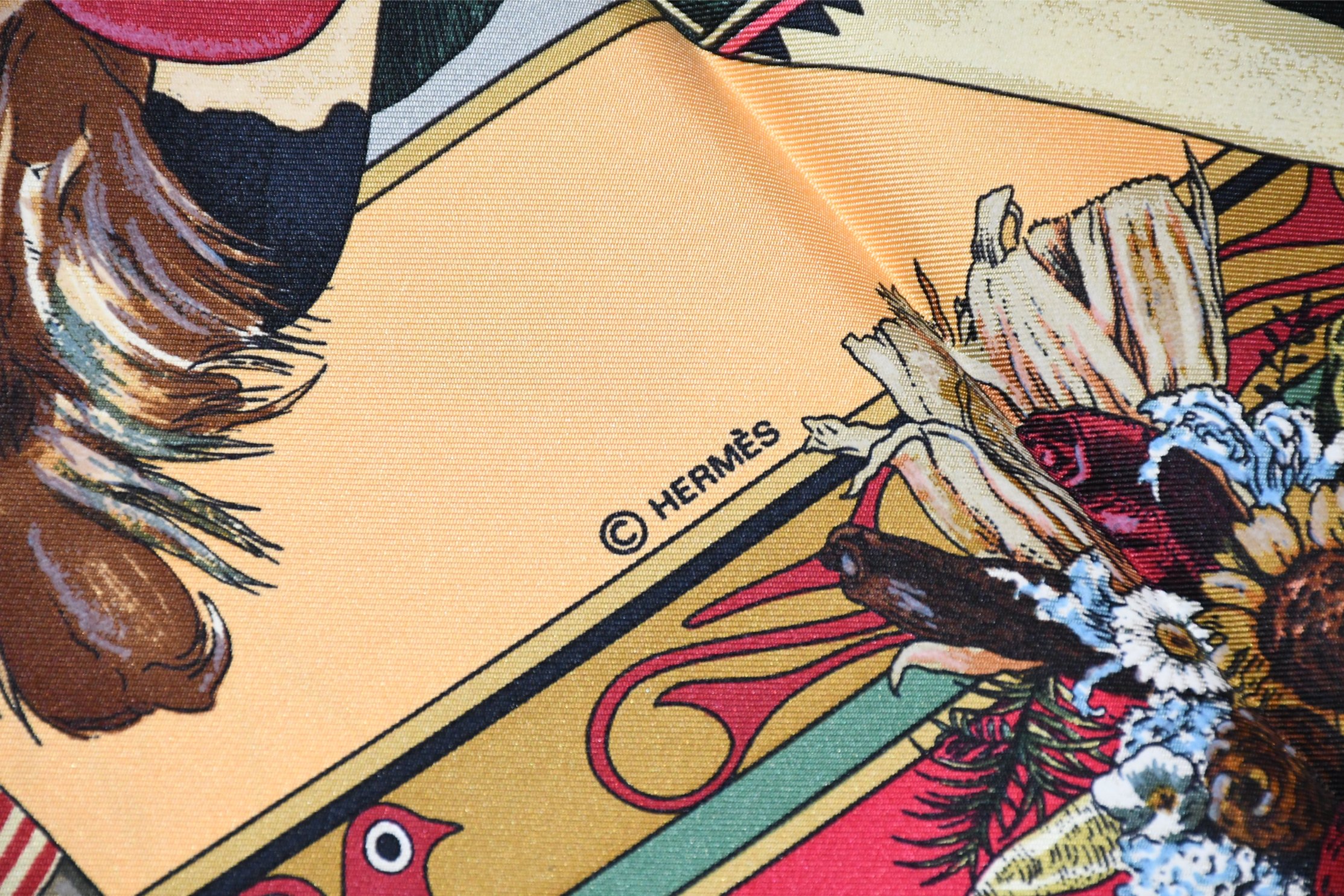 Hermes Scarf Kachina by Kermit Oliver 90 cm silk native green red