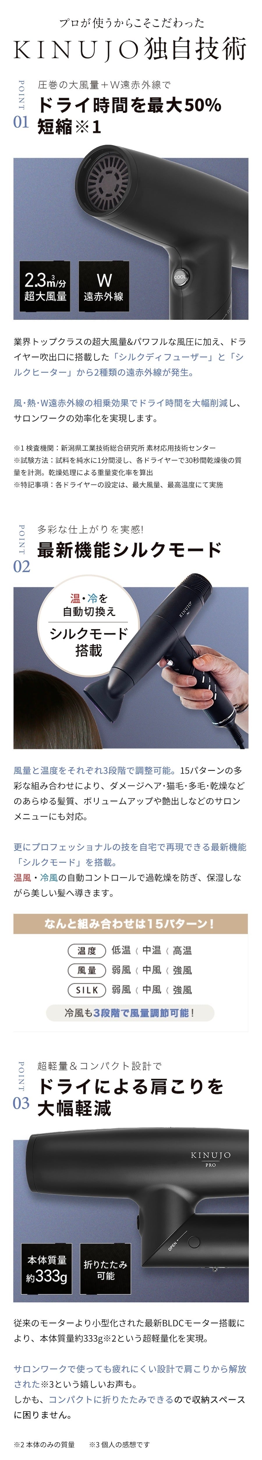 絹女 KINUJO PRO ヘアドライヤー | REJUBELLa