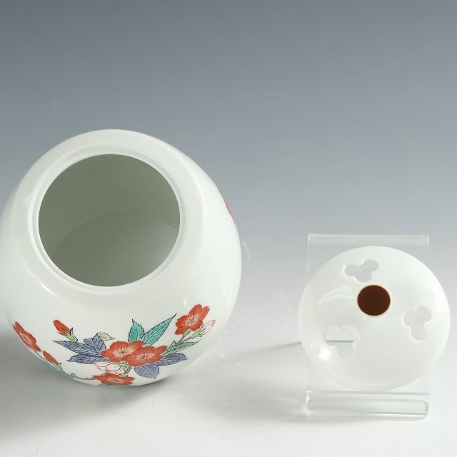 14代 酒井田柿右衛門 濁手 桜文 香炉 人間国宝 本人作 dbsy10944-9