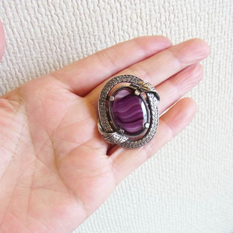 英国 ヴィンテージ☆MIRACLE☆パープル ギブレガラス ケルティック