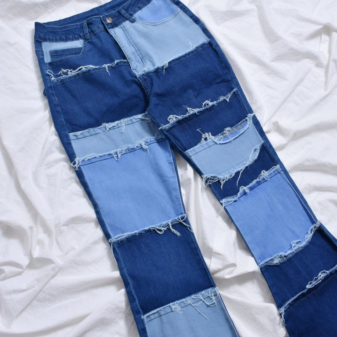 50%OFF】パッチワークデニムフレアパンツ | VOLCAN&APHRODITE