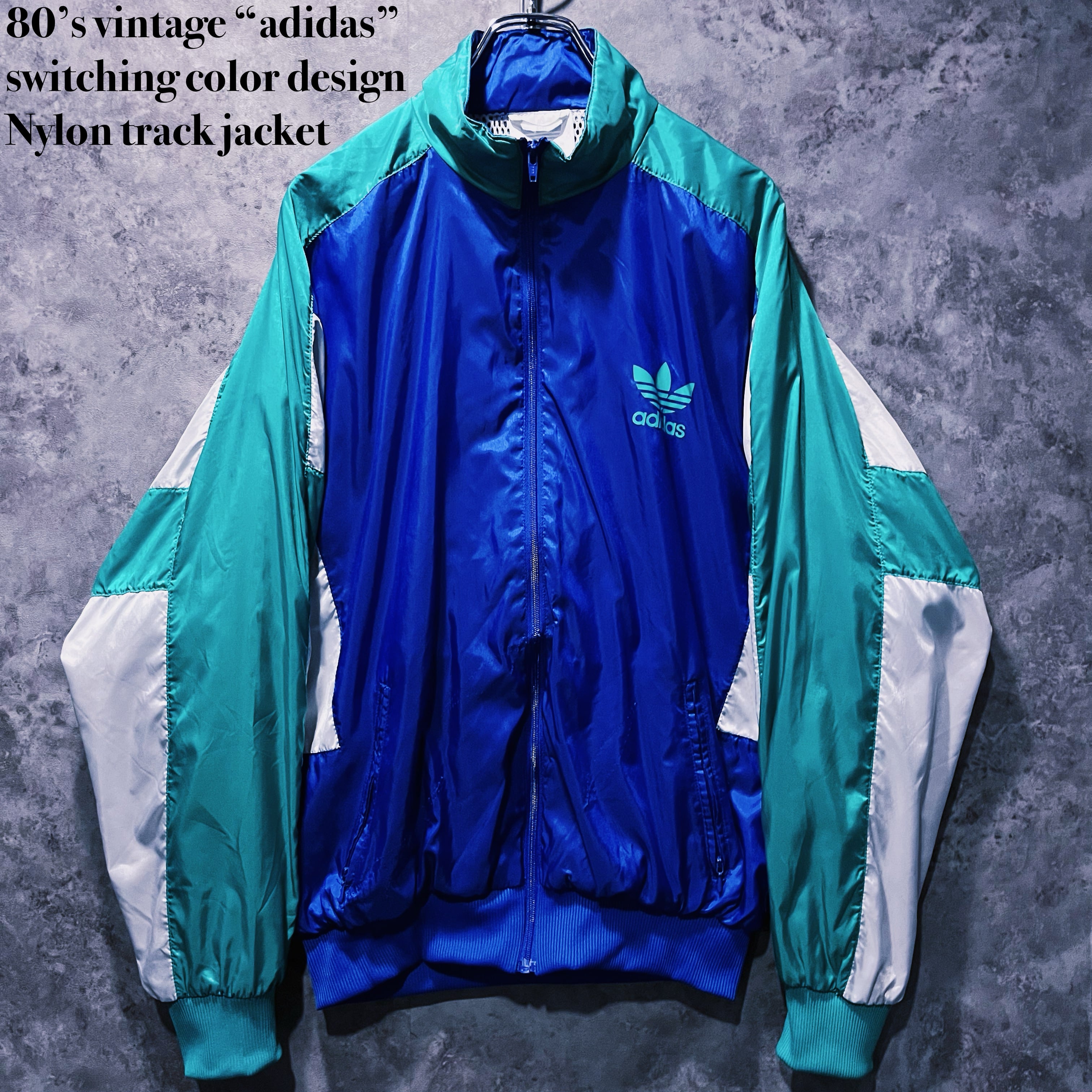 doppio】80's vintage “adidas” switching color design Nylon track