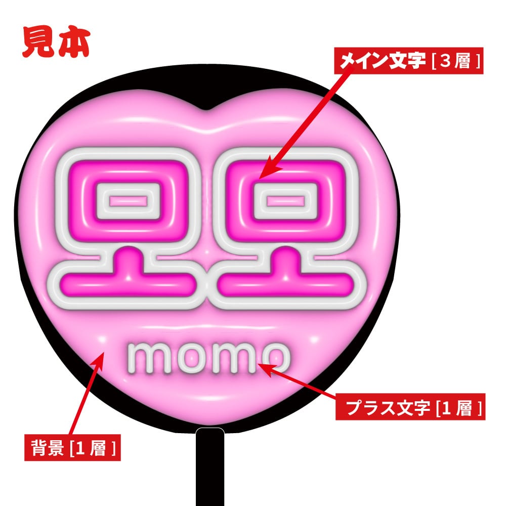 オーダーメイドぷっくり】ハングル専用・ぷっくりハート型うちわ文字