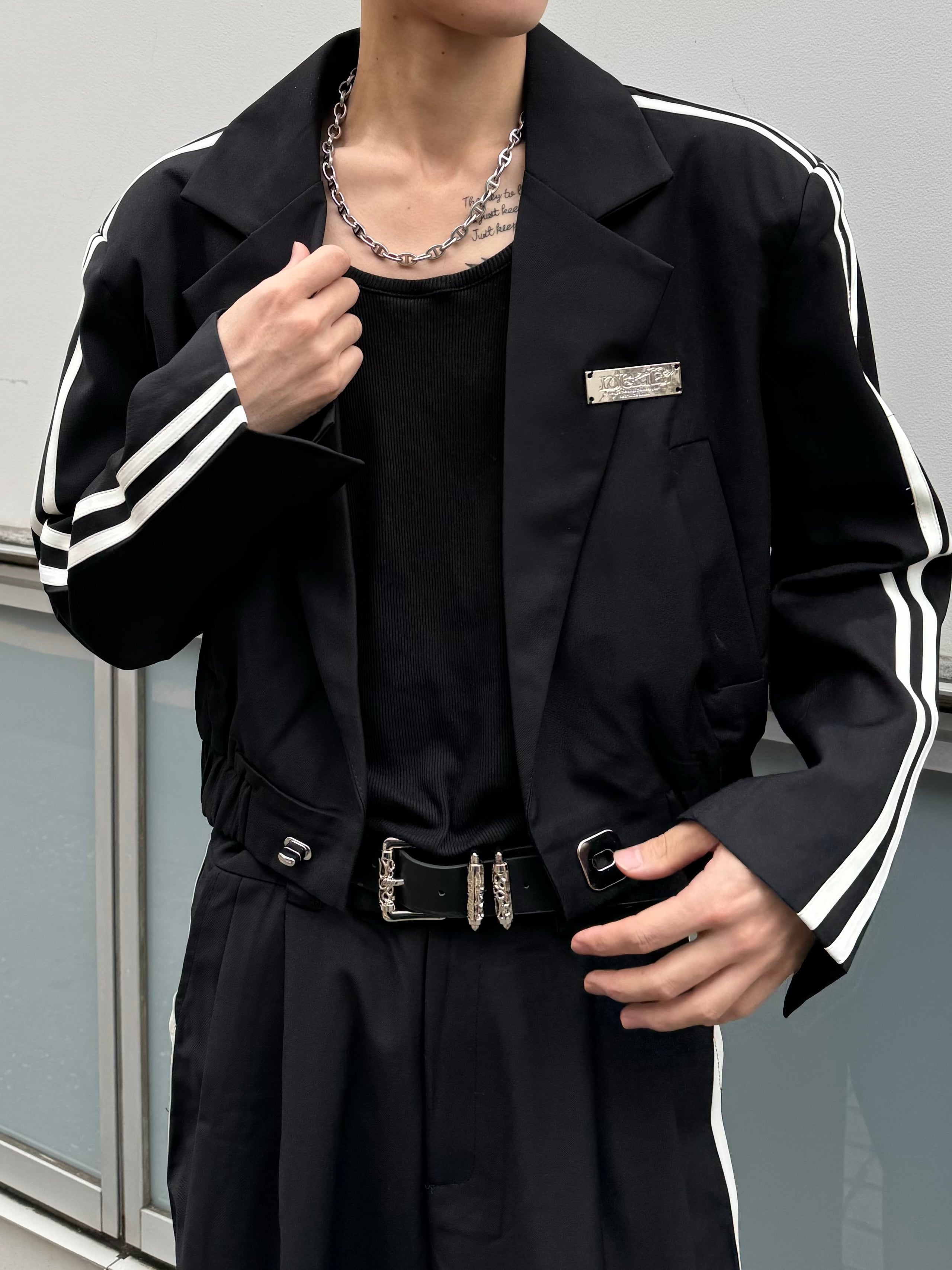 ALUDE SELECT】line short jacket set up(2color) | 【ALUDE】韓国