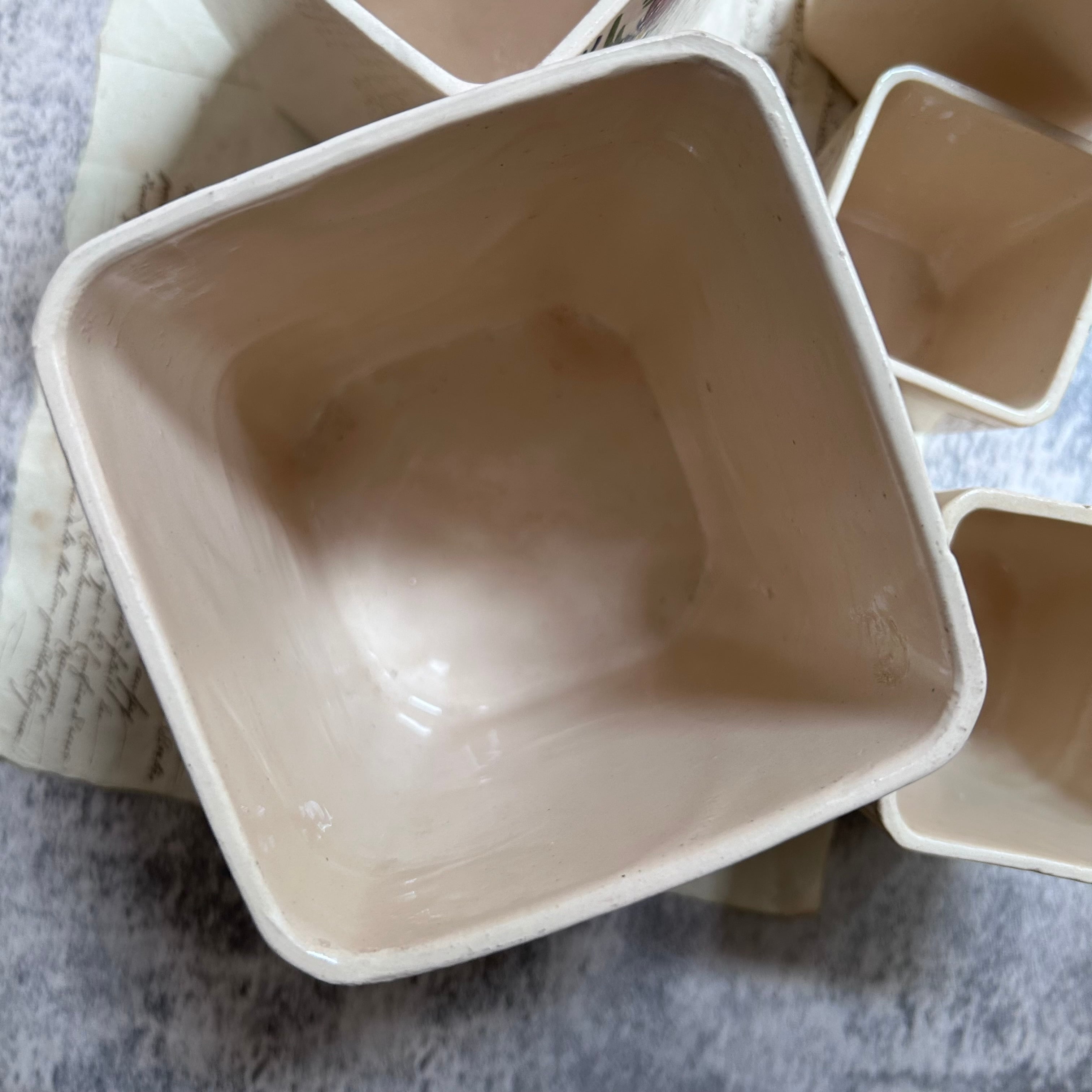 陶器製 ハンドペイントのキャニスター フランス アンティーク 5個