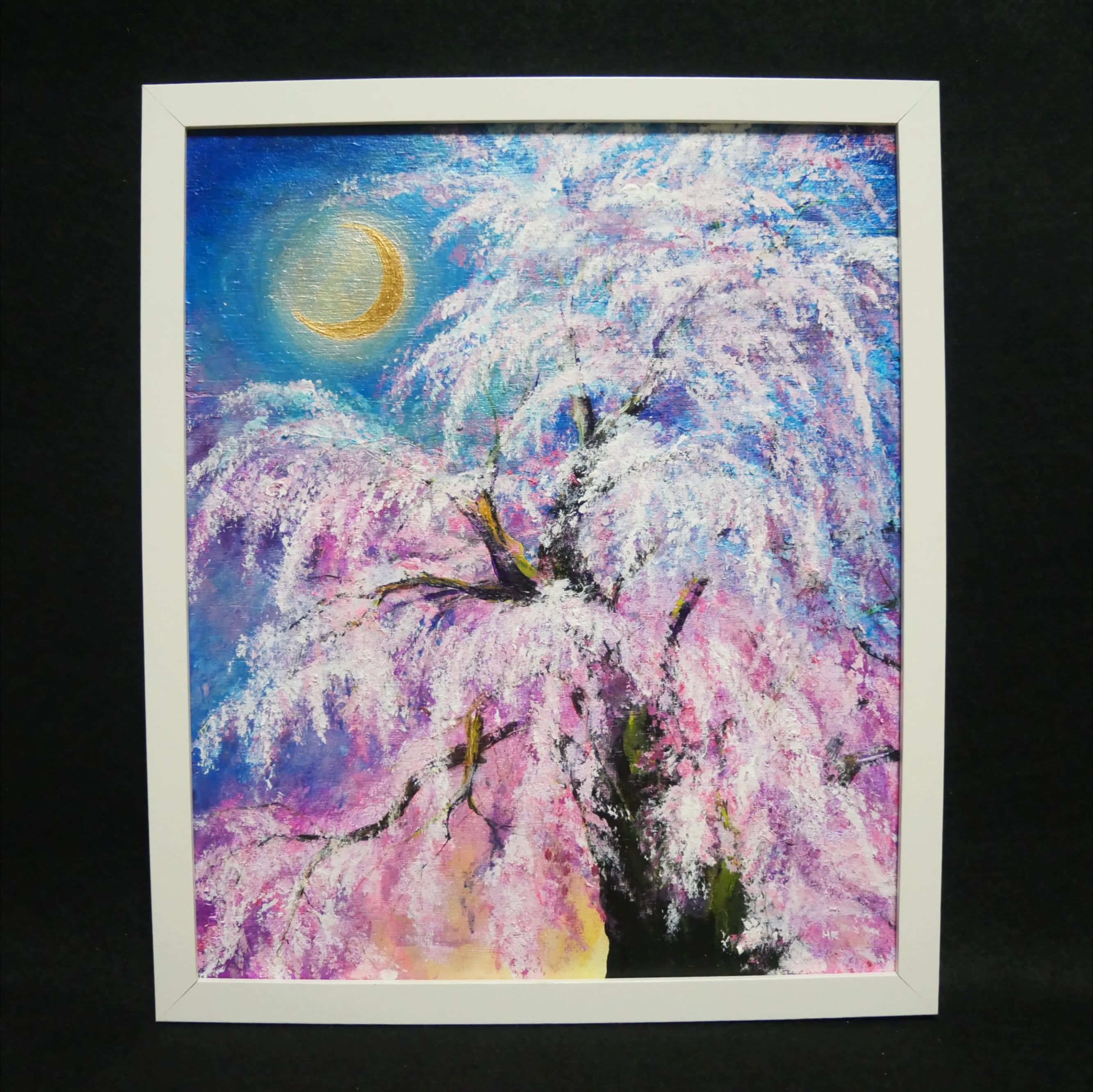 油絵 絵画 【夜桜の三日月】 | HIROSHI1990