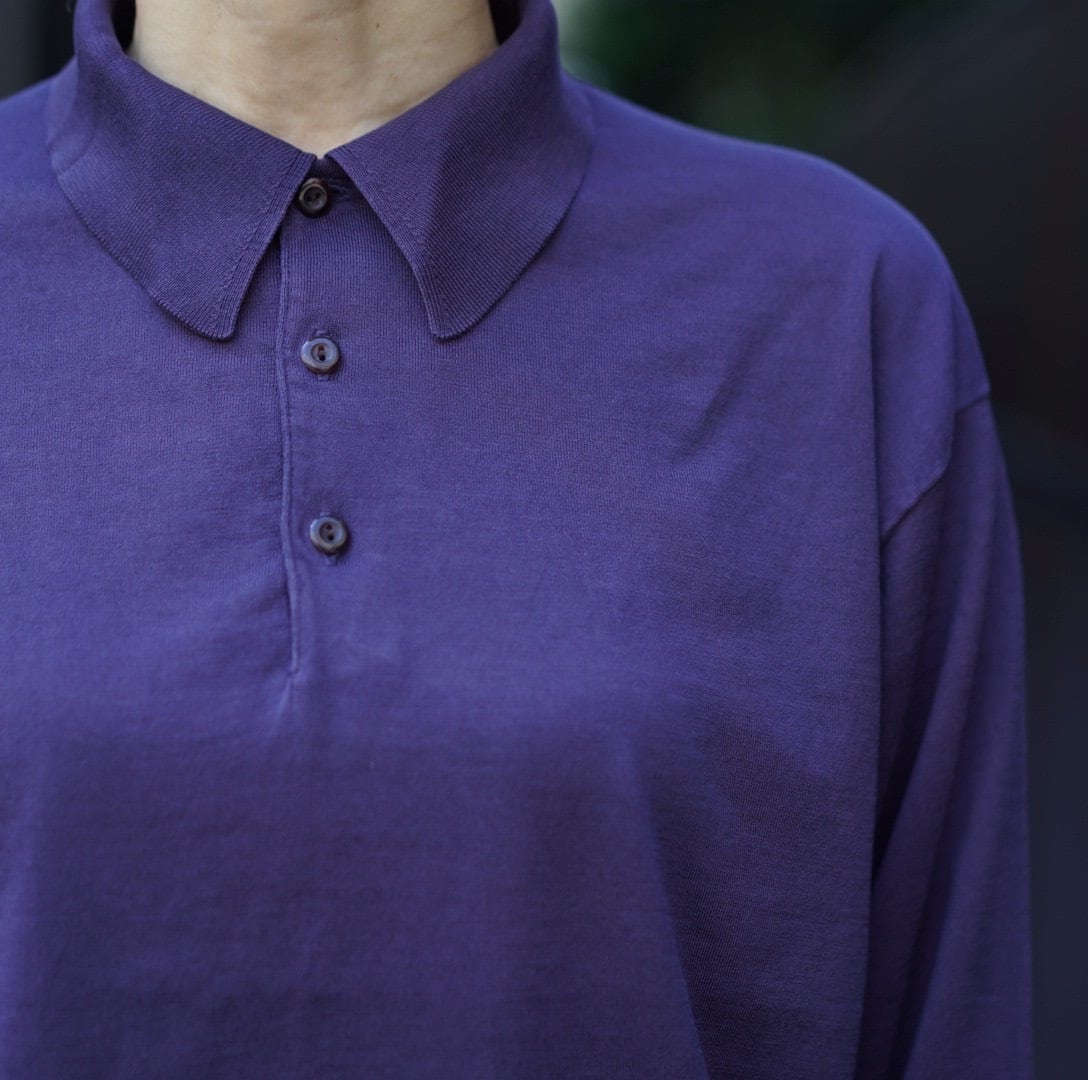 COMOLI(コモリ)18G長袖ニットポロ fade navy (X01-06023） | Debby