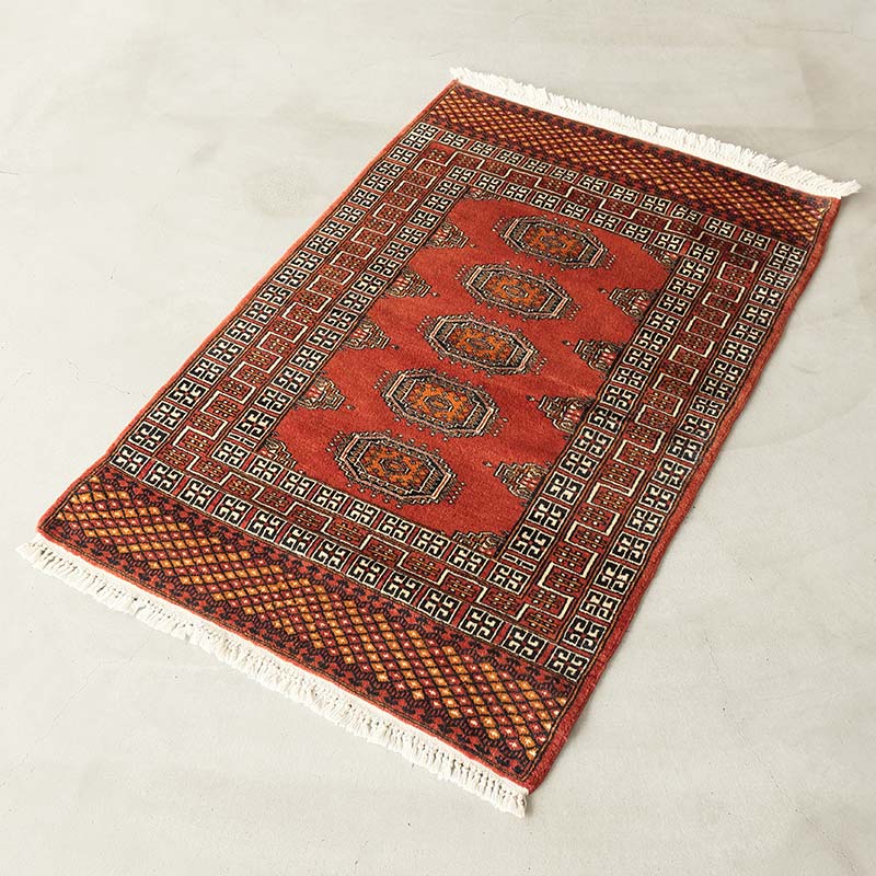 専用Y3139 パキスタン絨毯 ウール 手織り 187×126㎝ トライバルラグ