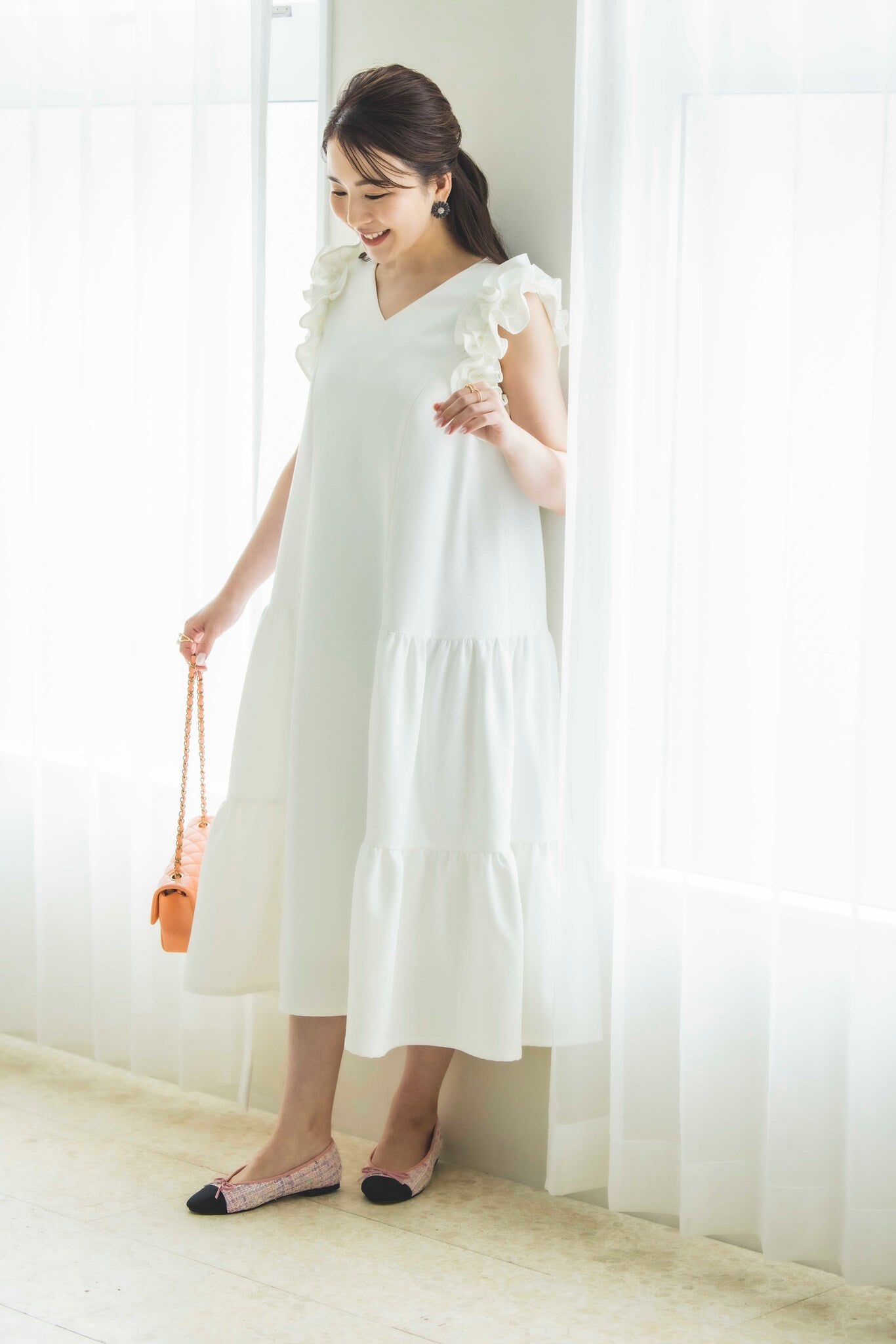 par-lang ドレス（ホワイト）【お上品な授乳服のお店bitnabi】